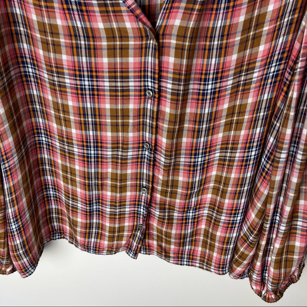 J Crew Point Sur Plaid Ruffle Top XL - Picture 7 of 12